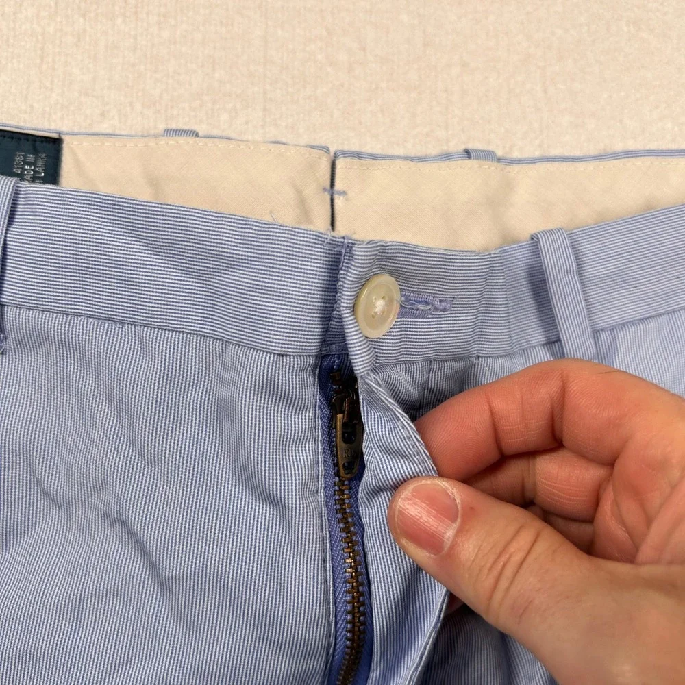 Polo Ralph Lauren Shorts Mens 35 Blue Slim GI Fit Cotton Lightweight Pinstripe